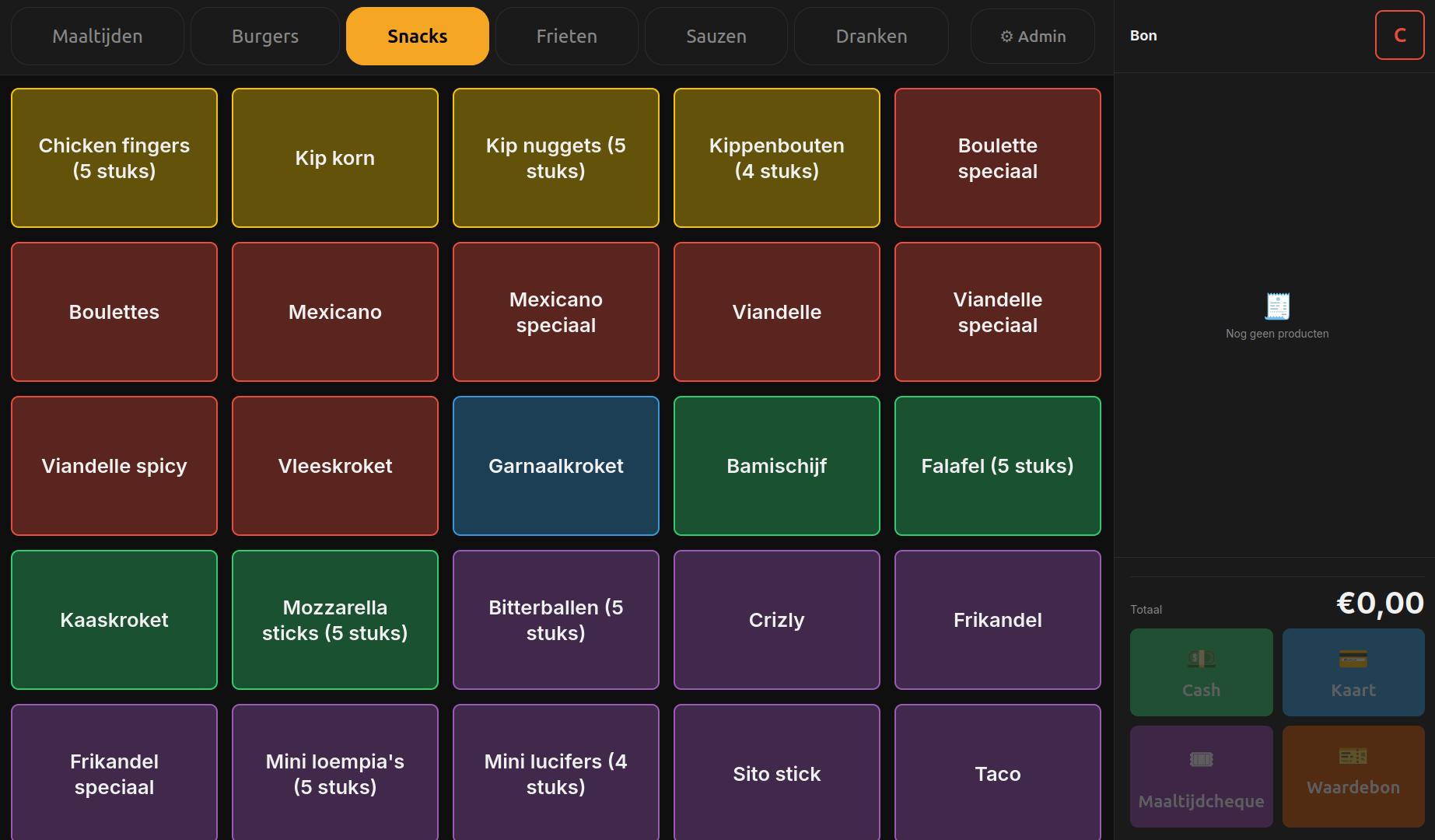 Kassasysteem touchscreen